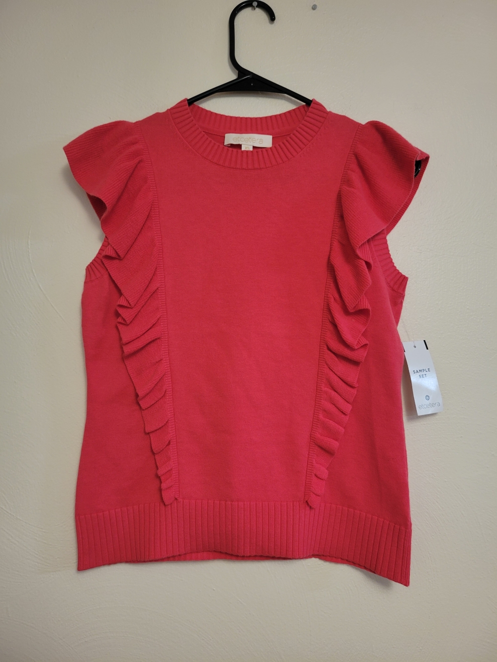 Etcetera Coral Ruffle Sleeveless Knit Top Size XS